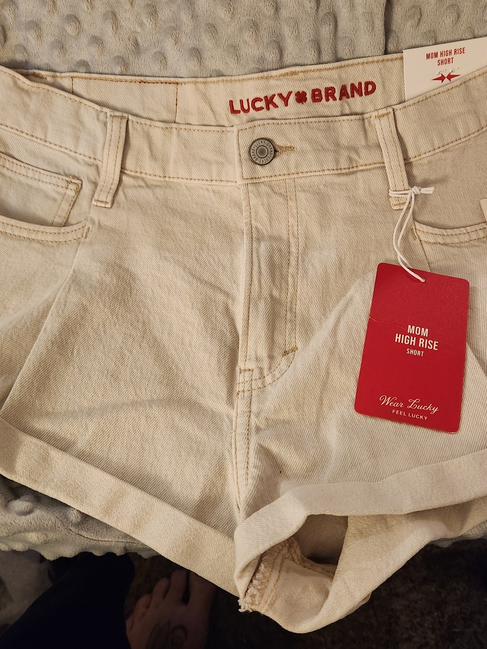 Lucky Brand Cream High Waist Mom Shorts